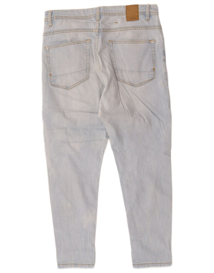 Zara Damen Distressed Slim Cropped Jeans EU 40 Medium W30 L25 Blaue Baumwolle