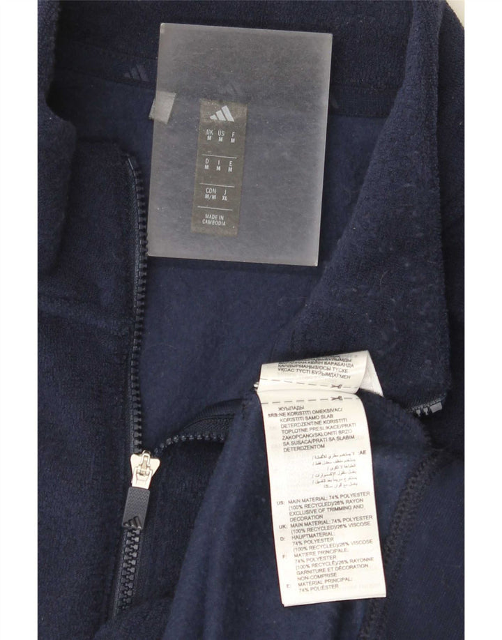 Adidas Herren-Fleecepullover mit Reißverschluss am Hals, mittelmarineblaues Polyester