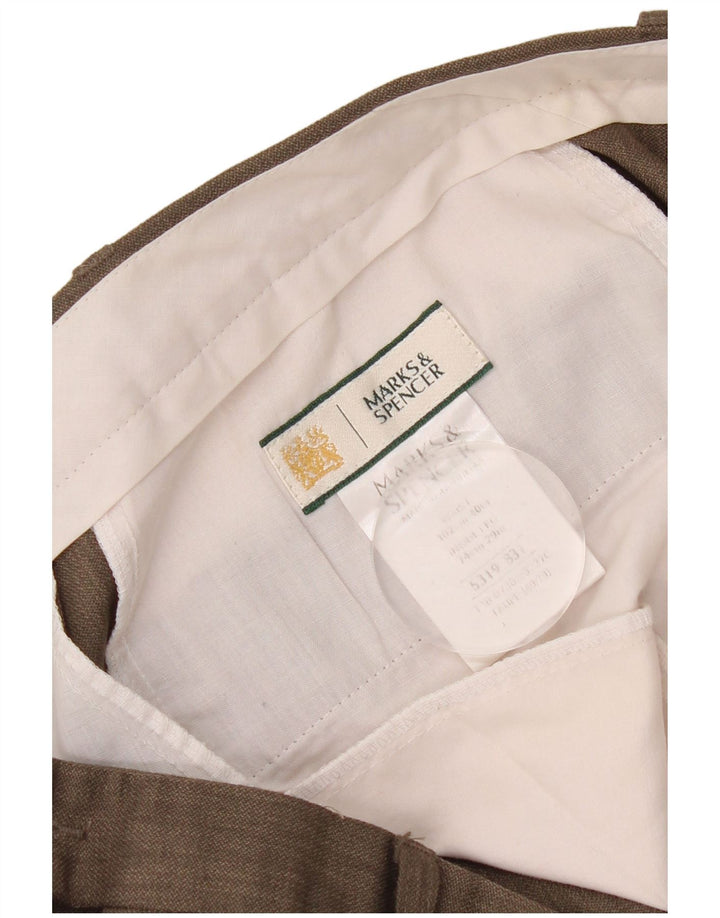Marks & Spencer Herren-Anzughose mit konisch zulaufendem Bein, Breite 40, Länge 29, Braun, Polyester