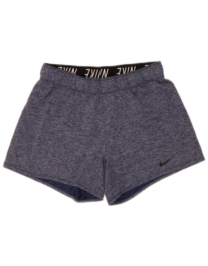 Nike Damen Dri Fit Sport Shorts UK 10 Small Blau geflecktes Polyester
