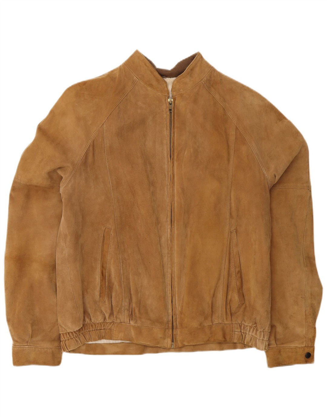 Vintage Herren Wildleder Bomberjacke IT 50 Großes braunes Leder