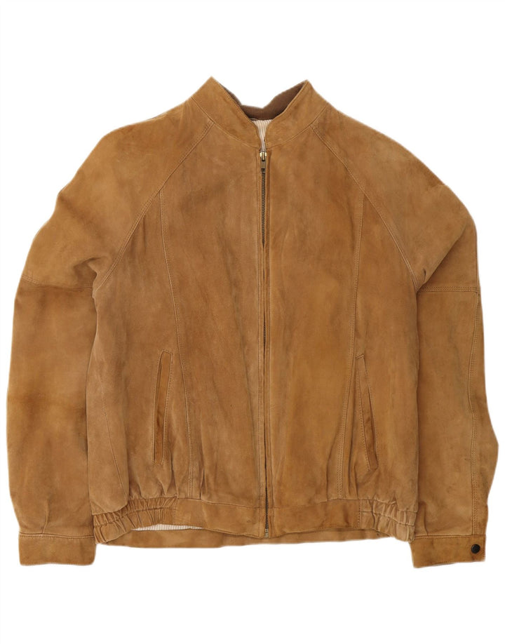 Vintage Herren Wildleder Bomberjacke IT 50 Großes braunes Leder