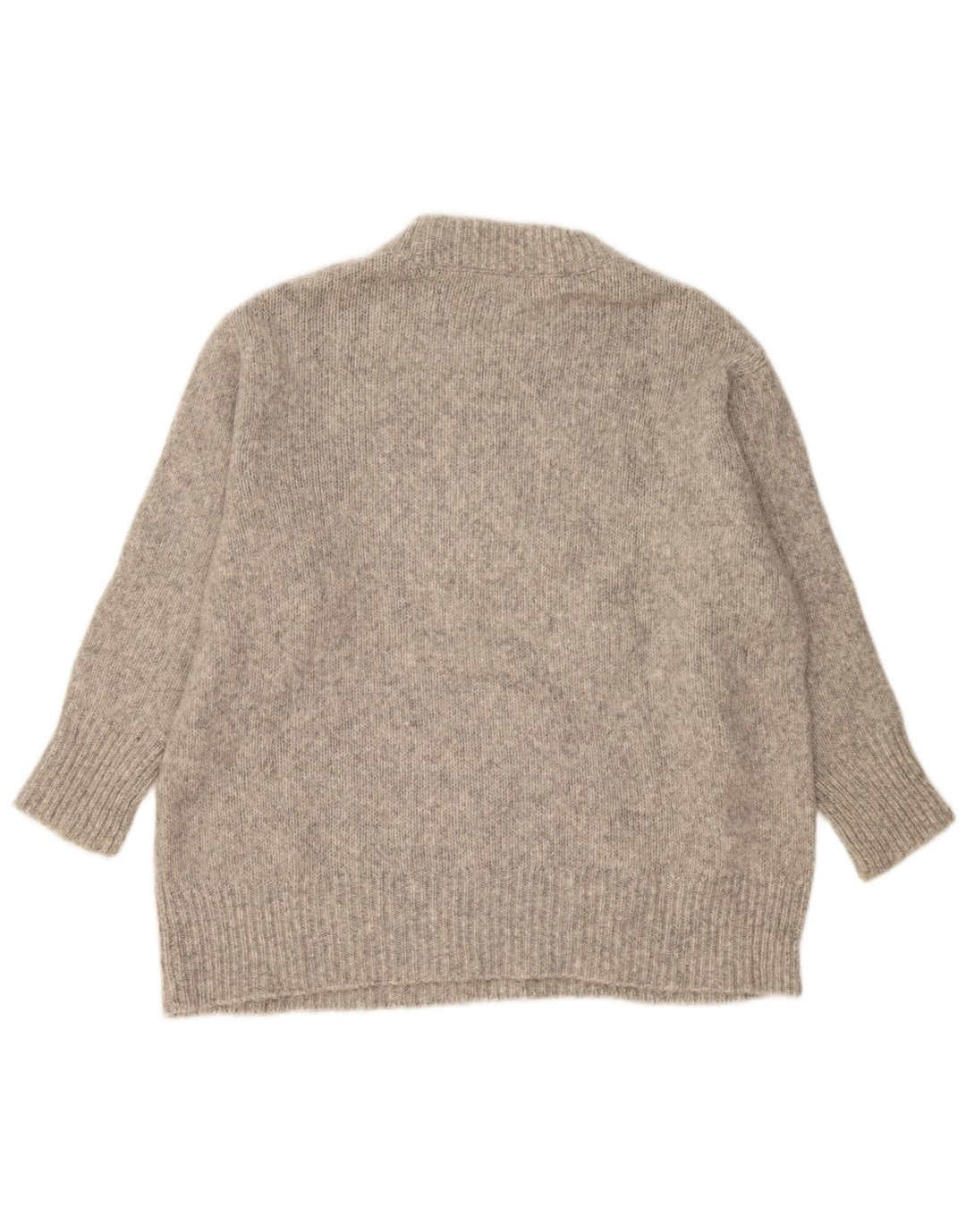 Zara Damen-Pullover, übergroß, Rundhalsausschnitt, Gr. 10, Größe S, Grau meliert