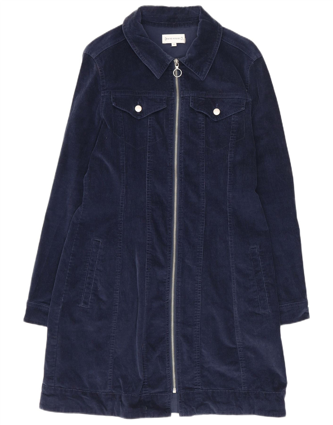 Warehouse Cord-Mantel für Damen, UK 14, Größe L, Marineblau, Baumwolle