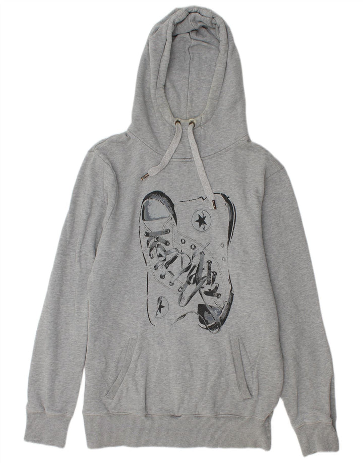 Converse Herren-Kapuzenpullover mit Grafik, mittelgrau gefleckte Baumwolle