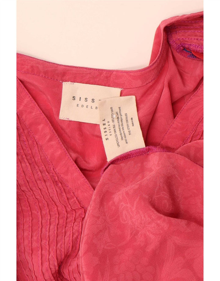 Sissel Edelbo Damen-Oversize-Pullover-Hemd, Gr. 10, kleine rosafarbene Blumenseide