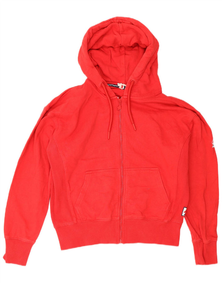 Superdry Damen-Kapuzenpullover mit Reißverschluss, UK 12, mittelrot, Baumwolle