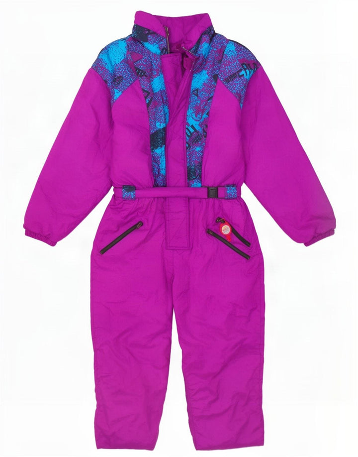 Vintage Damen Ski-Overall mit Grafik, übergroß, UK 16, Größe L, Lila, Polyamid