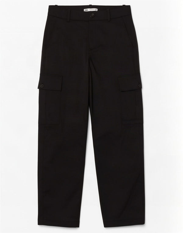 Gerade Cargohose für Damen von Zara, Größe M, W28, L32, Schwarz