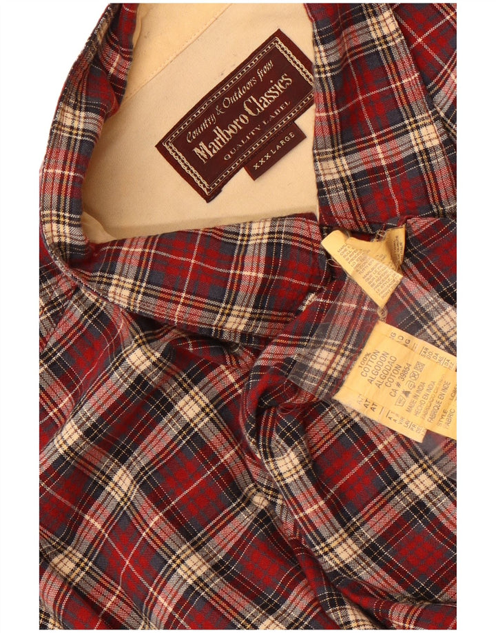 Marlboro Classics Herrenhemd 3XL rot karierte Baumwolle
