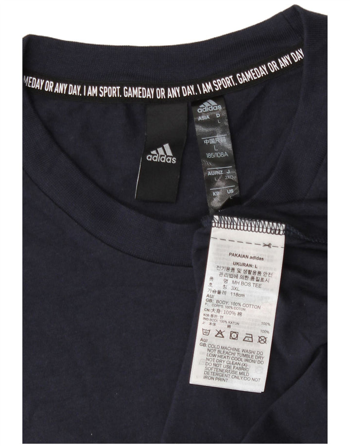 Adidas Herren-T-Shirt mit Grafik, groß, marineblau, Baumwolle