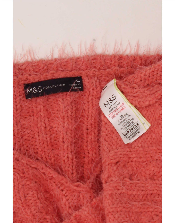 Marks & Spencer Damen Pullover mit V-Ausschnitt UK 18 XL Orange Polyester