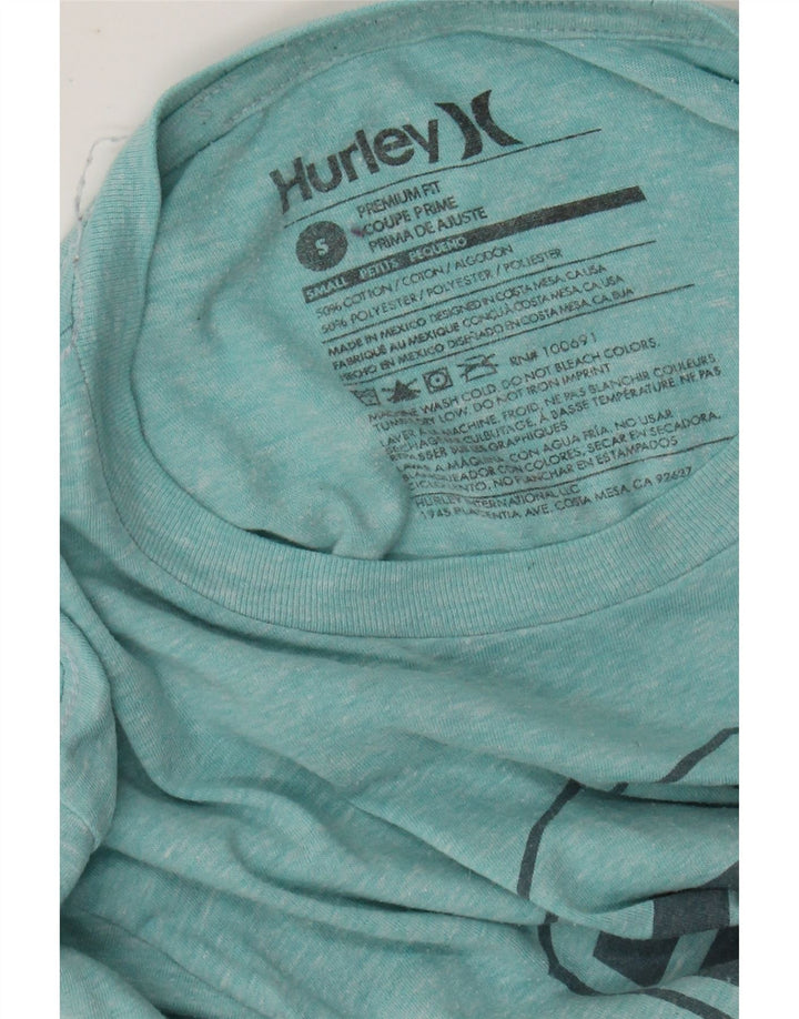 HURLEY Premium-Fit-Grafik-T-Shirt-Oberteil für Herren, klein, türkis gesprenkelte Baumwolle