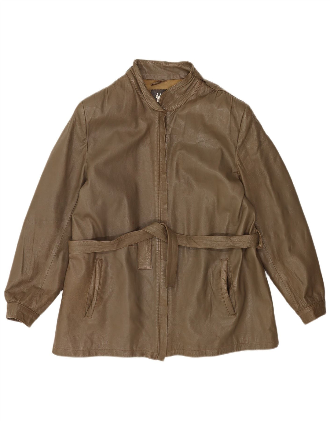 Vintage Damen Lederjacke IT 46 Großes Khaki-Leder