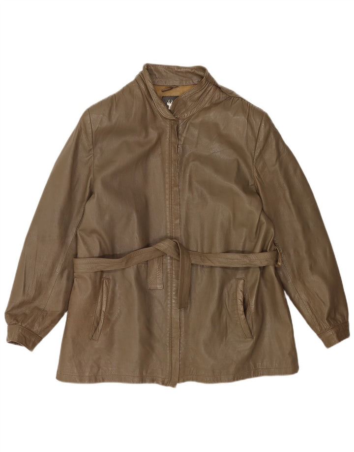 Vintage Damen Lederjacke IT 46 Großes Khaki-Leder