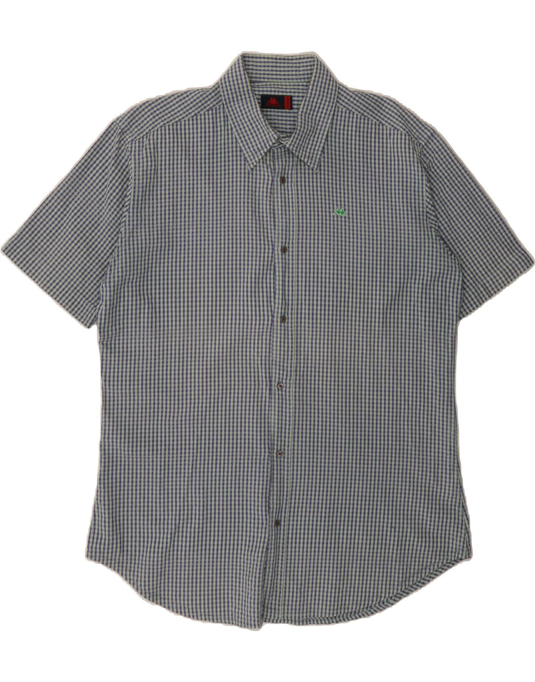 KAPPA Mens Short Sleeve Shirt 2XL Blue Check Cotton Vintage Kappa and Second-Hand Kappa from Messina Hembry 