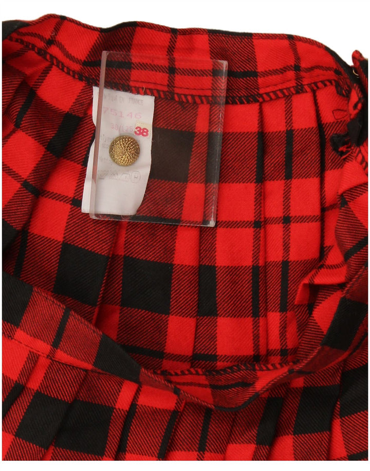 Vintage Damen Faltenrock in A-Linie EU 38 Medium W28 Rot kariertes Polyester