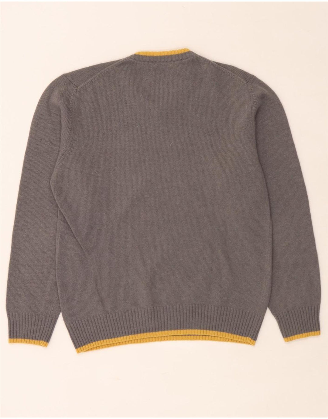 Sergio Tacchini Herren-Pullover mit V-Ausschnitt, große grau gestreifte Wolle