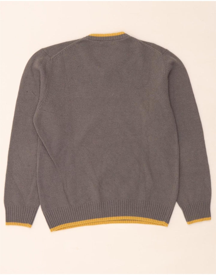 Sergio Tacchini Herren-Pullover mit V-Ausschnitt, große grau gestreifte Wolle