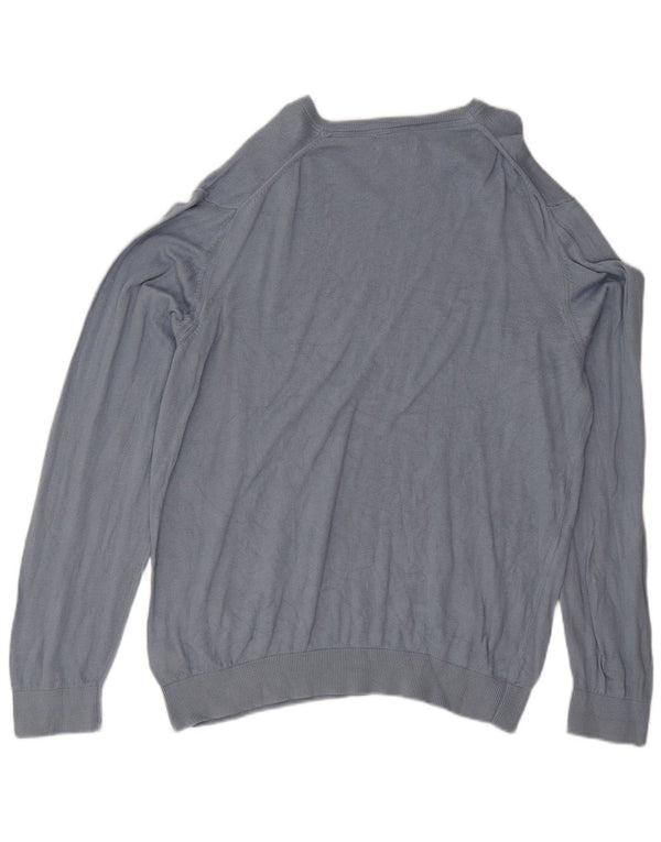 Marks & Spencer Herren-Pullover, reguläre Passform, V-Ausschnitt, 2XL, Blau, Baumwolle