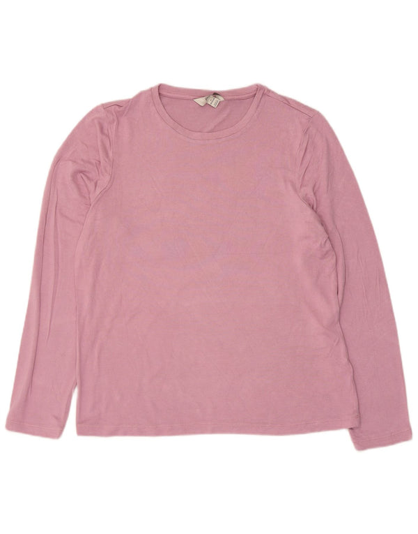Marks & Spencer Damen Top Langarm UK 16 Large Rosa Viskose