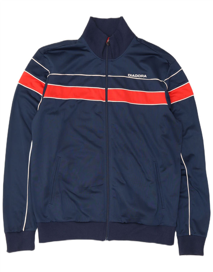 Diadora Herren-Trainingsanzug-Oberteil, Jacke, 3XL, Marineblau, Farbblock-Polyester