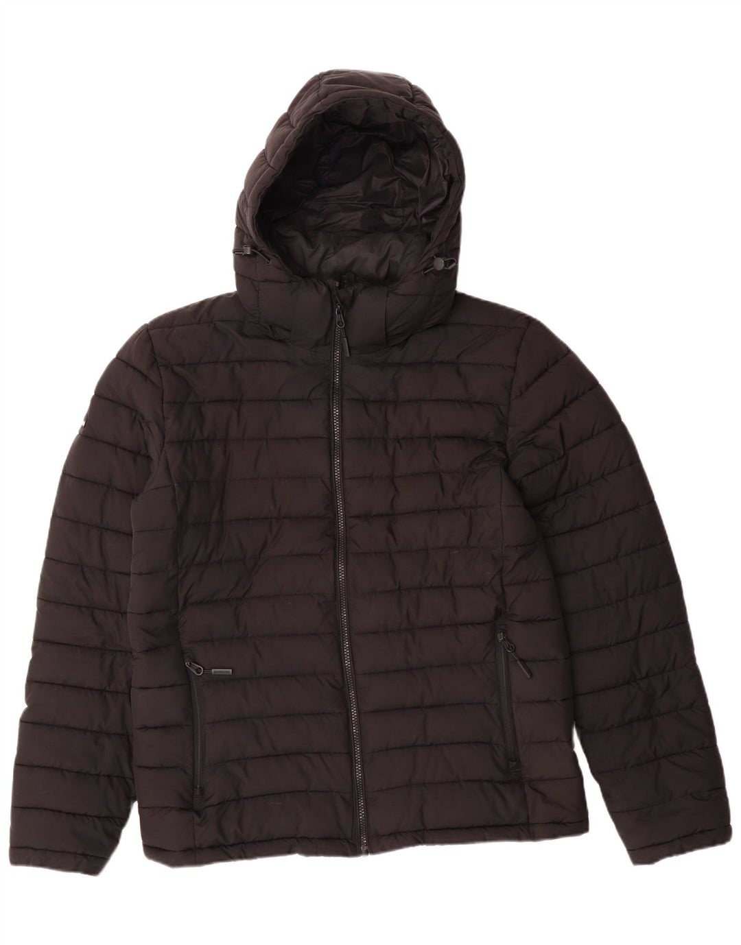 Superdry Herren-Jacke mit Kapuze, groß, aus schwarzem Polyester