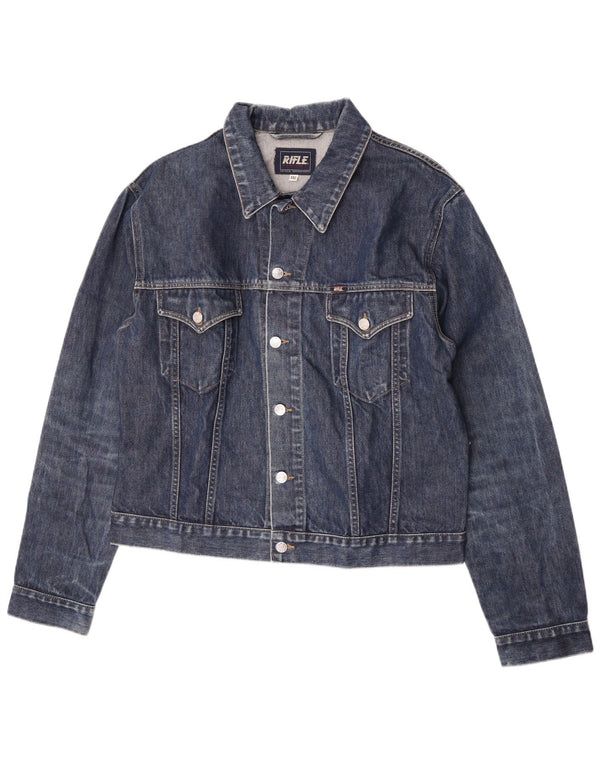 Rifle Womens Crop Denim Jacke UK 20 2XL Marineblaue Baumwolle