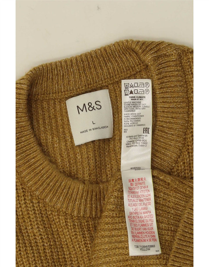 Marks & Spencer Herren-Pullover mit Rundhalsausschnitt, Größe L, Gelb, Polyamid