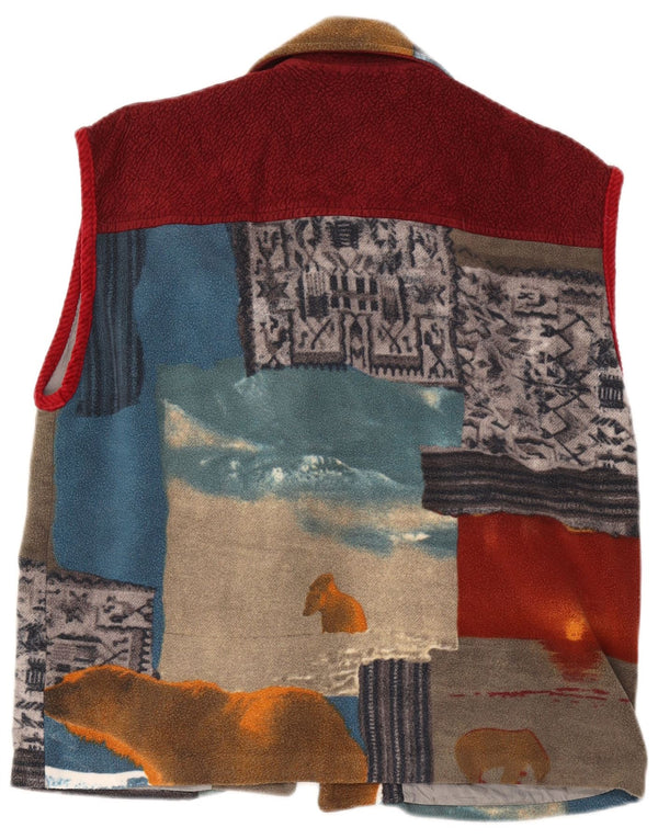 Vintage Damen Fleece Utility Gilet UK 42 XL Mehrfarbig Patchwork
