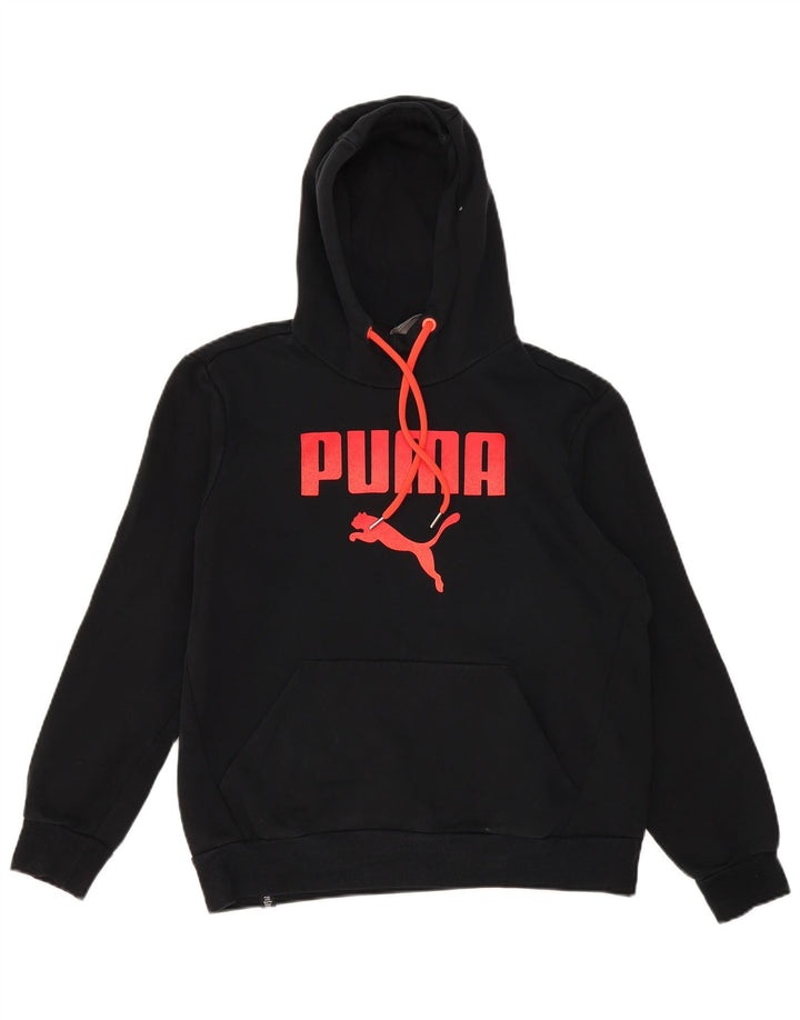 Puma Herren Grafik-Hoodie-Pullover aus mittelschwarzer Baumwolle