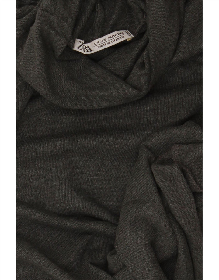 Zara Damen Rollkragenoberteil Langarm UK 12 Mittelgrau