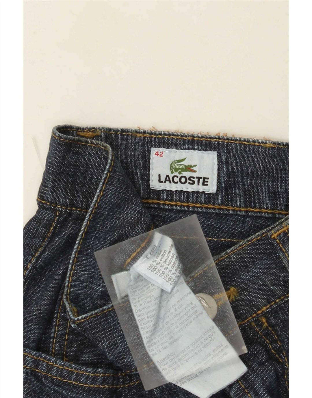 Lacoste Herren Straight Jeans Größe 42 Mittel W32 L28 Marineblau Baumwolle
