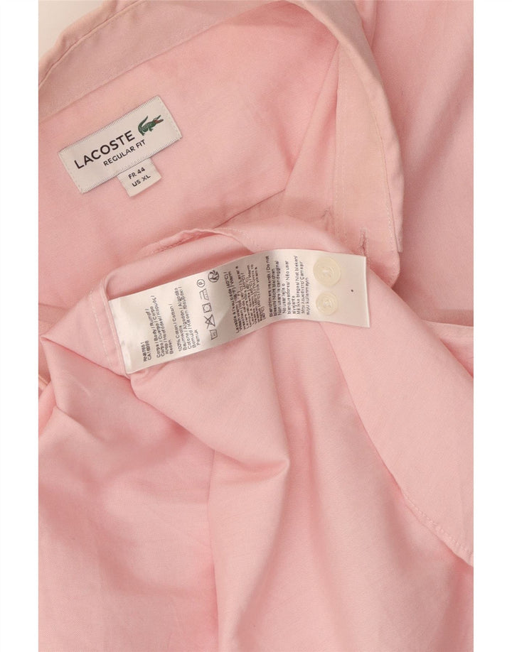 LACOSTE Herren Kurzarm-Hemd mit normaler Passform, Größe 44 XL, rosa Baumwolle