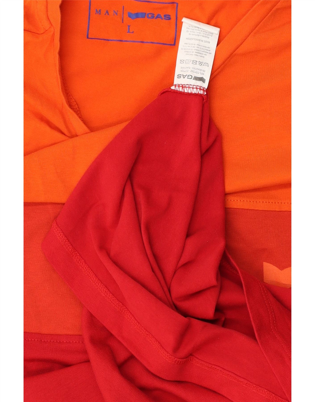 Gas Herren T-Shirt Top Large Rot Colourblock Baumwolle