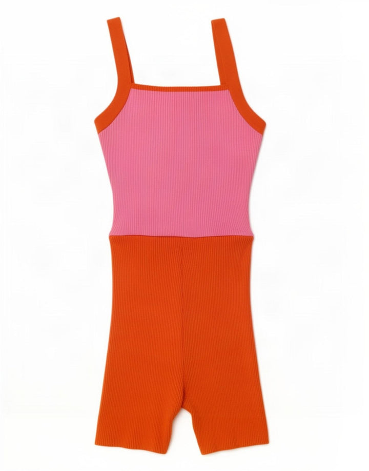 Ärmelloser Playsuit für Damen von Zara, UK 8, Größe S, Rosa, Farbblock-Polyester
