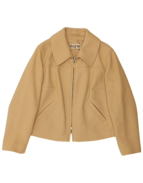 Bogner Damen-Blazer mit durchgehendem Reißverschluss, UK 16, große beige Wolle