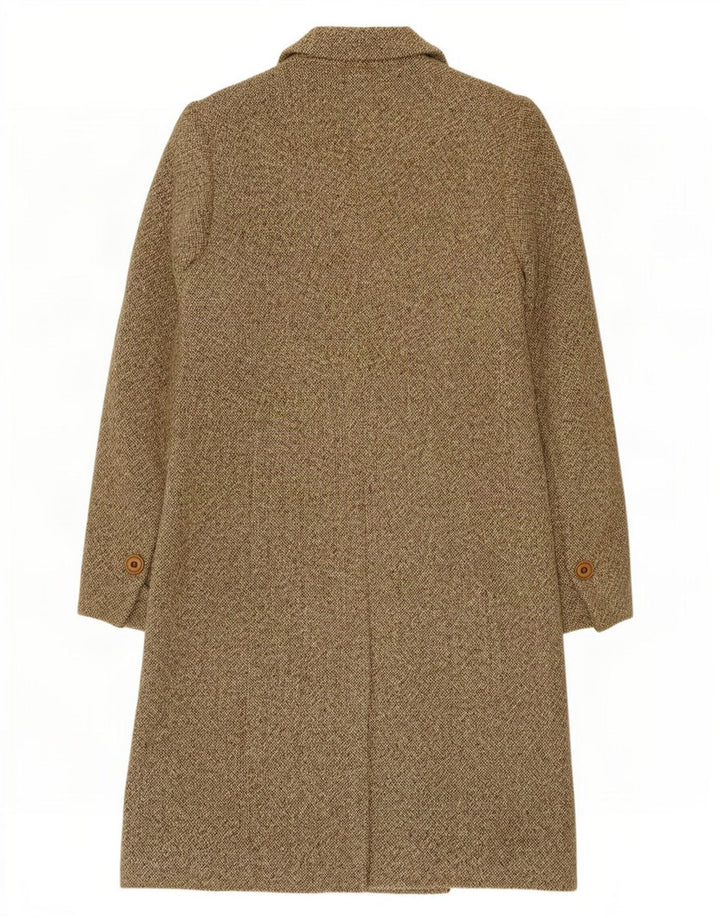 Vintage Damen Zweireihiger Mantel IT 48 XL Khaki meliert Wolle