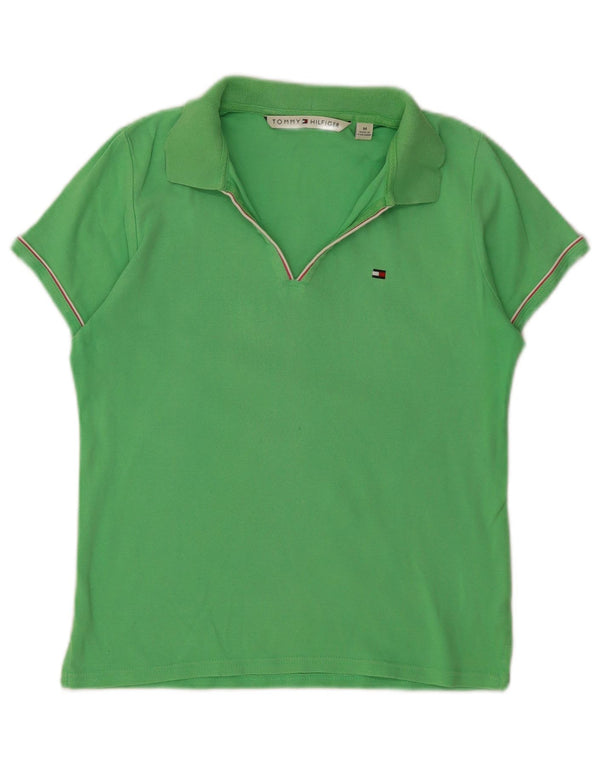 Tommy Hilfiger Damen Poloshirt UK 12 Mittelgrüne Baumwolle