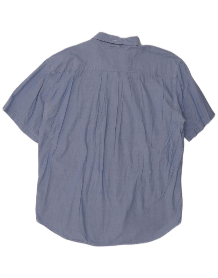 TOMMY HILFIGER Herren Kurzarmhemd XL Blau Baumwolle
