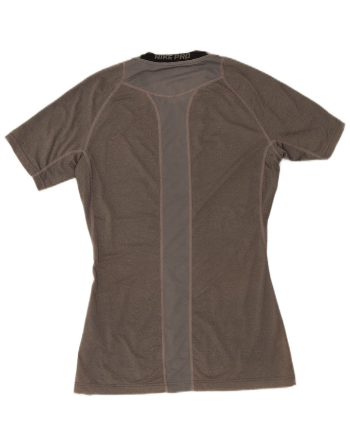 Nike Damen Dri Fit T-Shirt Top UK 14 Large Grau Polyester
