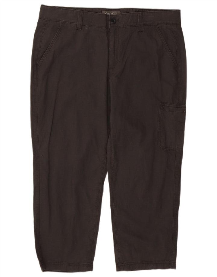 EDDIE BAUER Damen Straight Cargo Capri Hose US 14 XL W36 L23 Grau