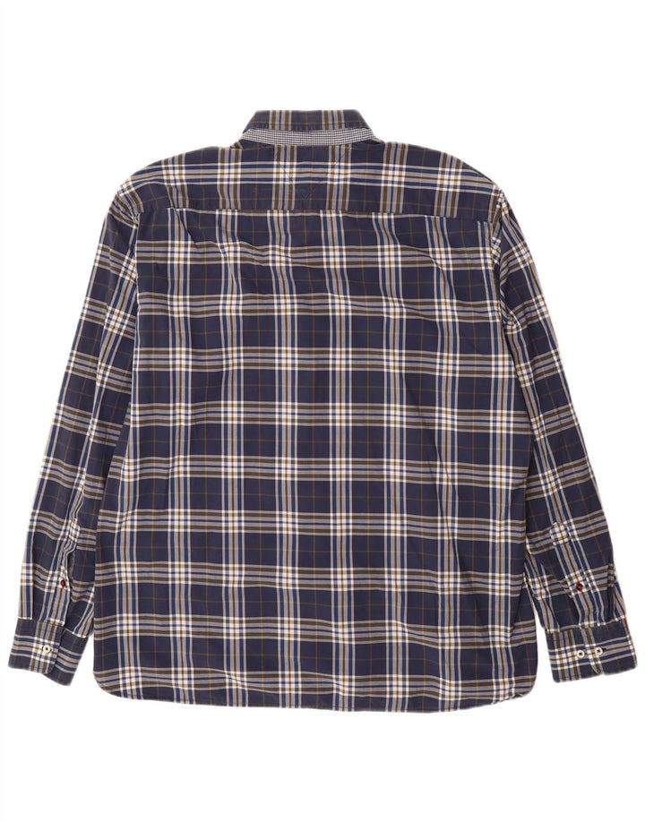 TOMMY HILFIGER Mens Custom Fit Shirt XL Navy Blue Check Cotton