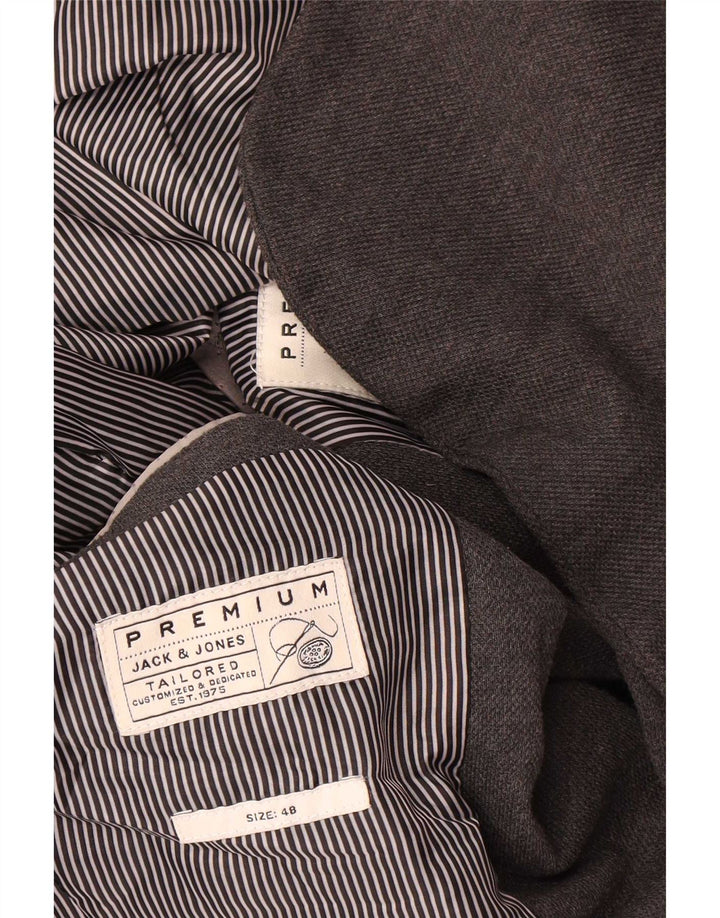 Jack & Jones Herren-Blazer mit 2 Knöpfen, EU 48, mittelgraues Polyester