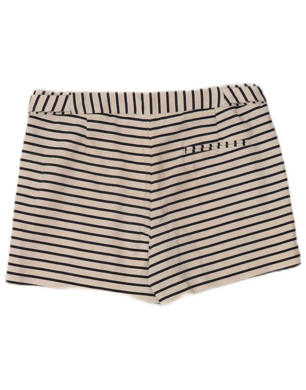 Zara Damen Hotpants Medium W30 Weiß gestreift aus Baumwolle