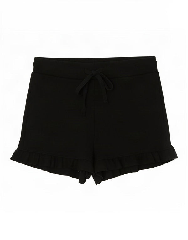 Zara Damen-Hotpants mit hoher Taille, Größe L, W32, schwarze Baumwolle