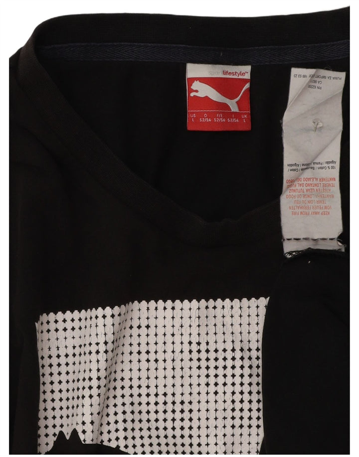 Puma Herren T-Shirt mit Grafik, groß, aus schwarzer Baumwolle