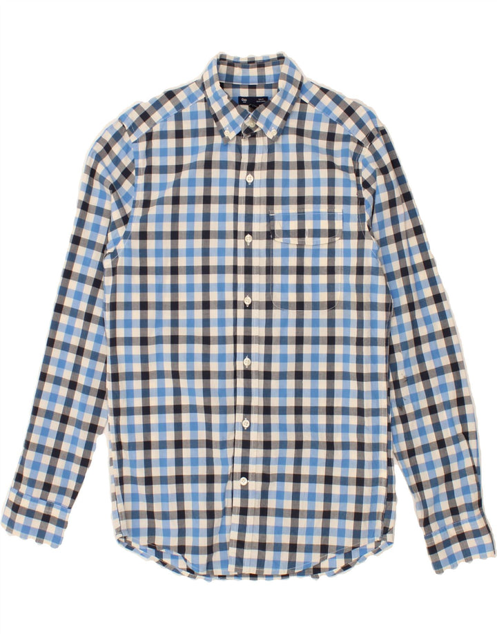 GAP Mens Slim Fit Shirt Small Blue Gingham Cotton Vintage Gap and Second-Hand Gap from Messina Hembry 