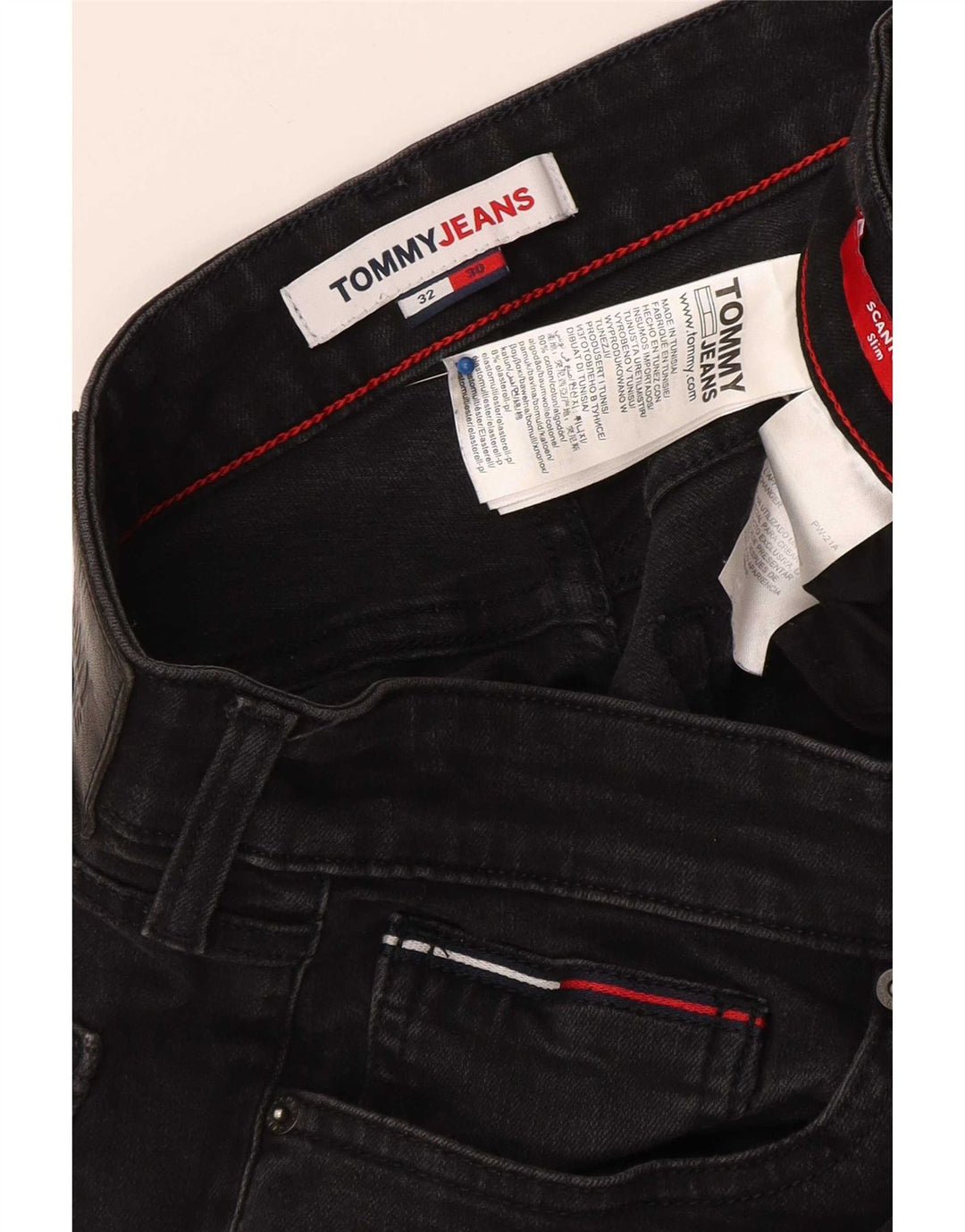 Tommy Hilfiger Herren Slim Jeans W32 L30 Schwarz Baumwolle