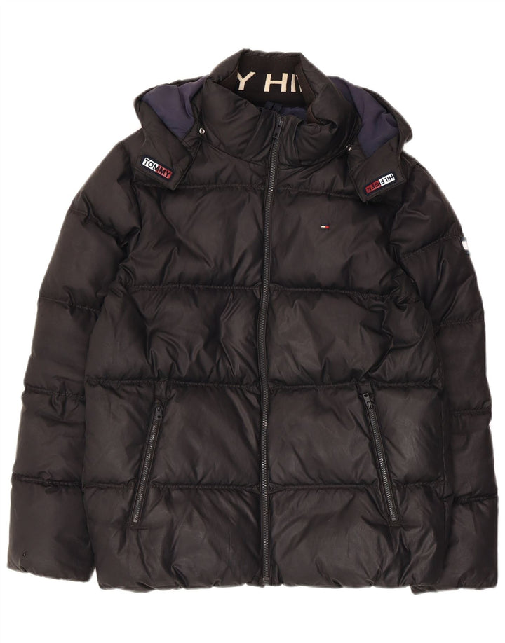Tommy Hilfiger Wattierte Jacke mit Kapuze für Jungen, 13–14 Jahre, schwarzes Polyester